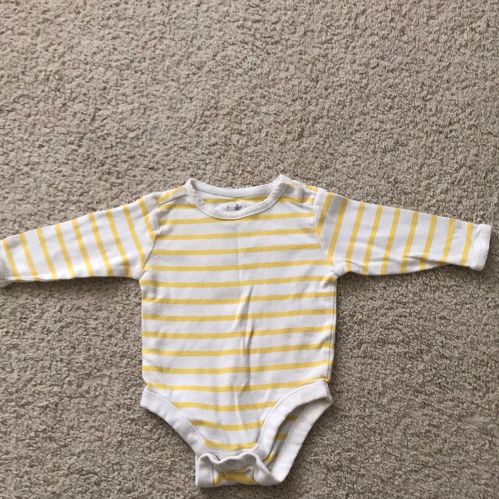 Old navy onsie. Yellow and white stripes.